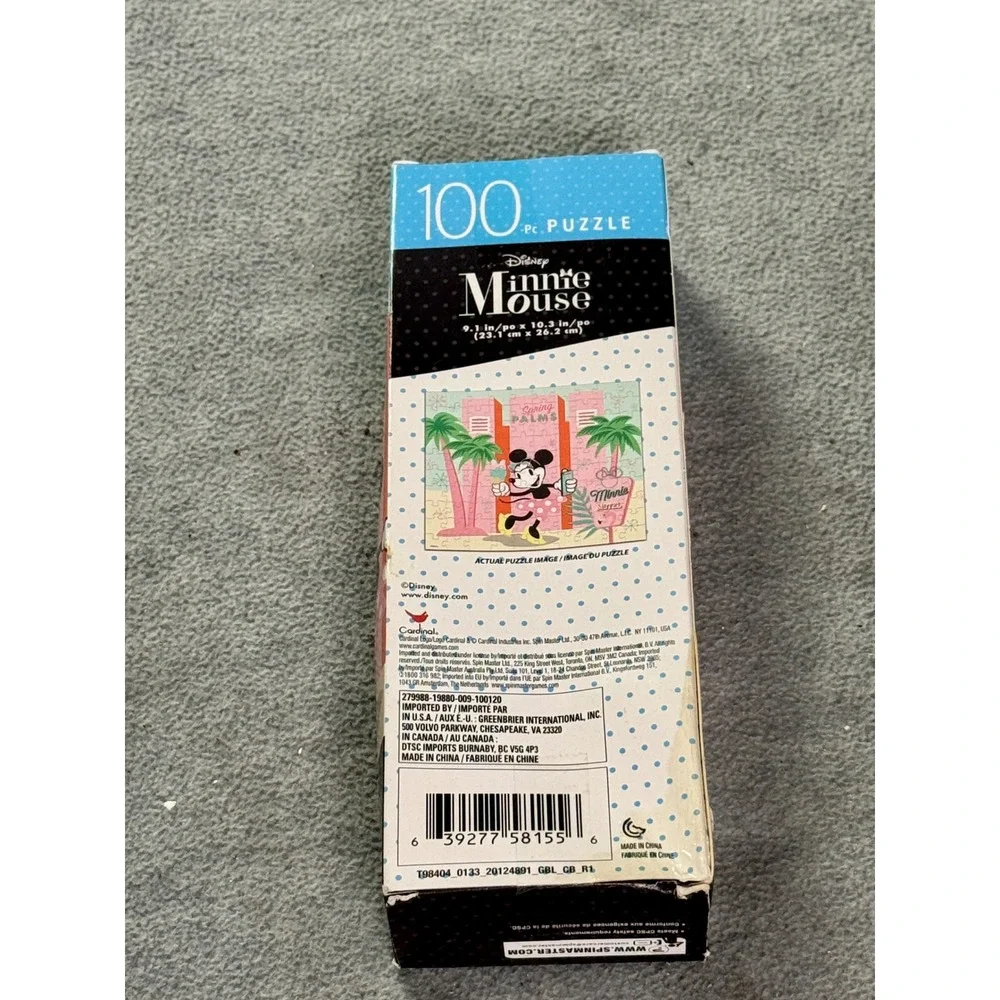 Disney Minnie Mouse Spring Palms 100 Piece Jigsaw Puzzle Cardinal Games Sealed